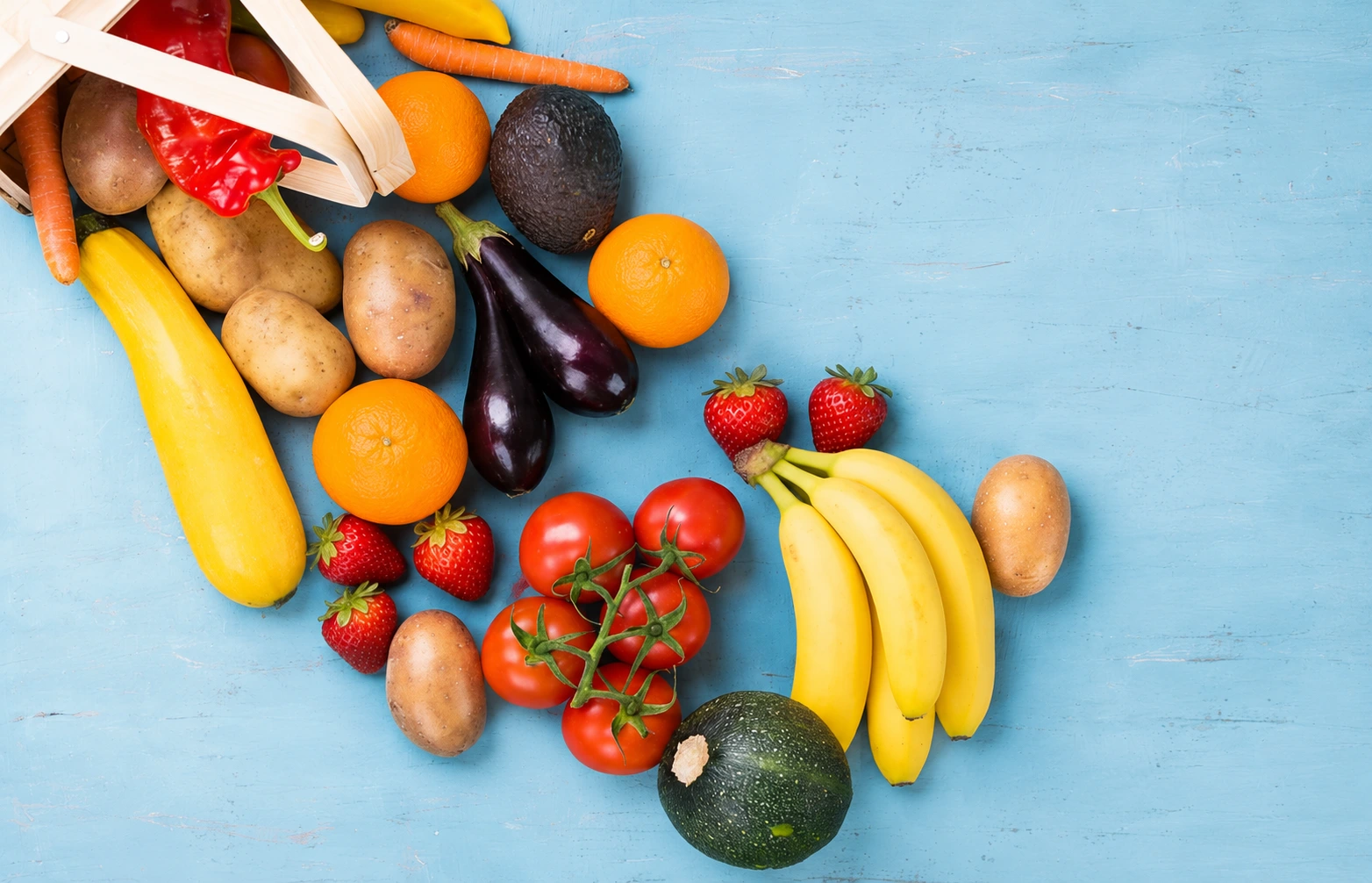 Fondo de frutas y verduras frescas